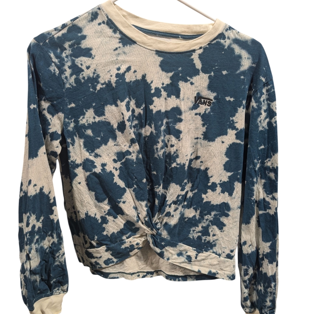 Women's Vans Tie Dyed Top With Front TwistTeal/blue and white tie dyed